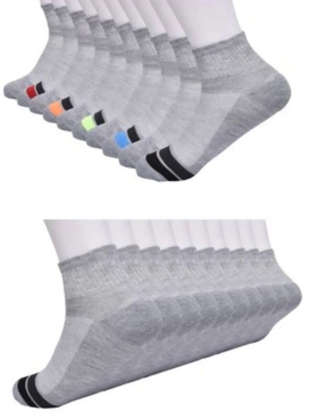 NWT Wonder Nation Boys Ankle Socks 10-Pack Gray Size M Shoe Size 6-8 Cushioned